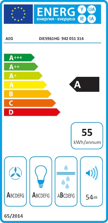 Energie-Label AEG DIE5961HG Insel Edelstahl ³/h A (Inselhaube)