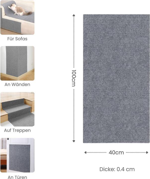 Produktbild Hermex Kratzmatte für Katzen Klettermatte Kratzschutz Kratzbrett Kratzwand (Hellgrau)