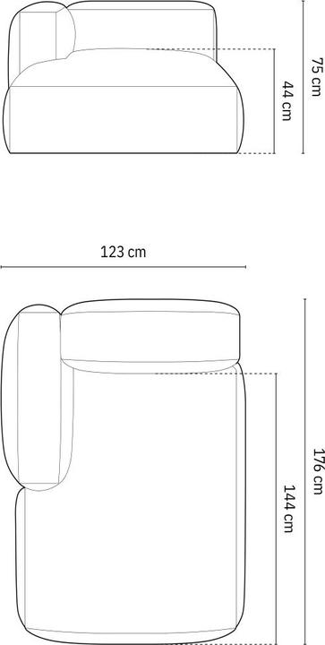 Image du produit Micadoni Chaise longue modulable gauche, "Martina", 1 Place, 176x123x75 Fabriqué en Europe (Recamière)