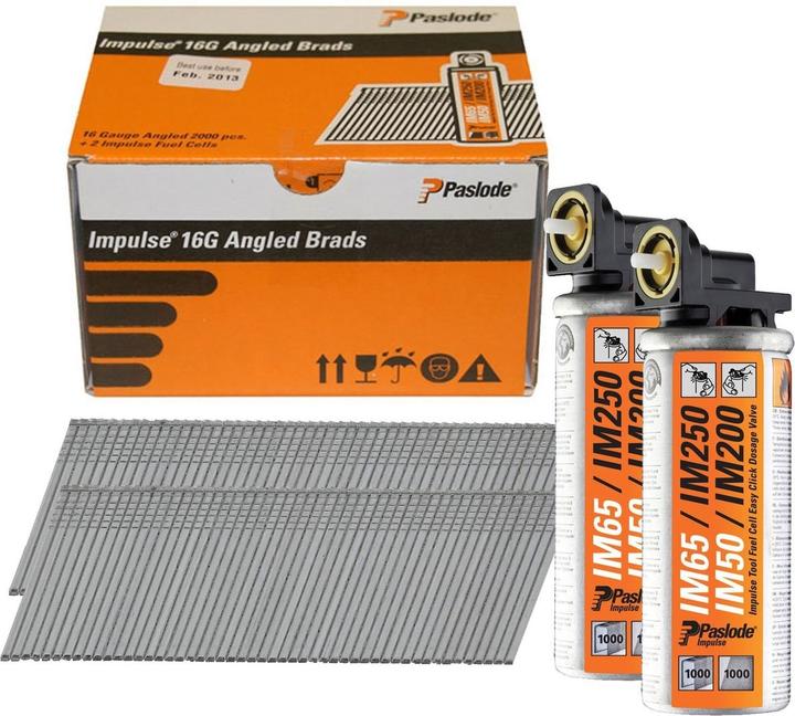 Produktbild Paslode Impulse Packs 2000 Stifnägel 1,6 x 38 mm galvanisiert + Gas (2000 Stk., 38 mm)