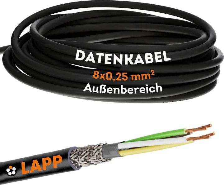 Actual product image Lapp 10 metres 1030479 LiYCY shielded control cable 8x0.25 mm² I UV-resistant I Signal cable 8 cores (10 m)