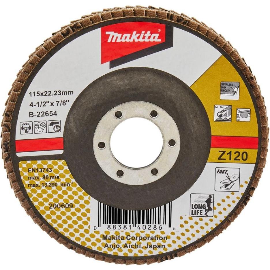 Makita, Abrasivi, Zubehör B-22654 Fächerscheibe 115mm Z120 (Z120)