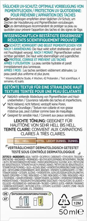 Nutritional values and ingredients L'Oréal Paris Bright Reveal (Suntan lotion, SPF 50+, 50 ml, 50 g)