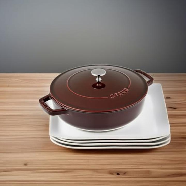 Actual product image Staub 40511-512-0 Roaster with chistera, suitable for induction, cast iron, grenadine (24 cm, Casserole + Stewpot, Cast iron)
