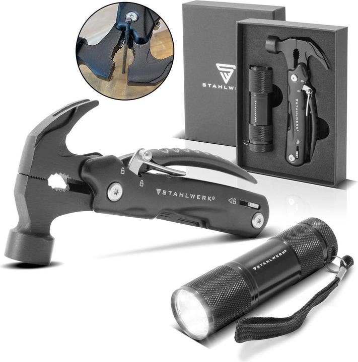 Actual product image Stahlwerk Multitool 12 Tools Pocket Knife Multifunction Tool Flashlight (12 Functions)