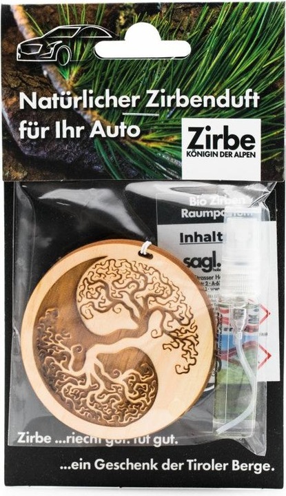 Produktbild ZNatur Zirben Holz Arvenholz Autoduft Aufhänger Anhänger Geschenk Deko Baum des Lebens Yin Yang mit