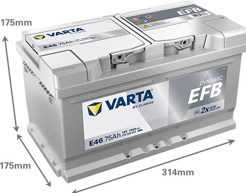 Produktbild Varta Akumulator 12V 75Ah/730A START&STOP EFB (P+ standardowy) 314x175x175 B13 (efb/rozruchowy) (75 Ah, 730 A, 12 V)