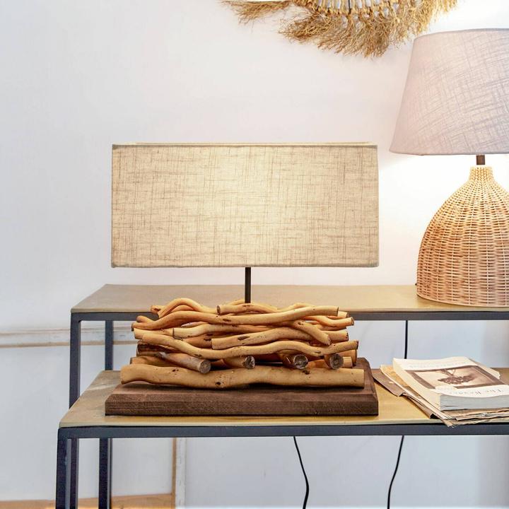 Image du produit Loberon Lampe de table Caribou lin/marron (E27)