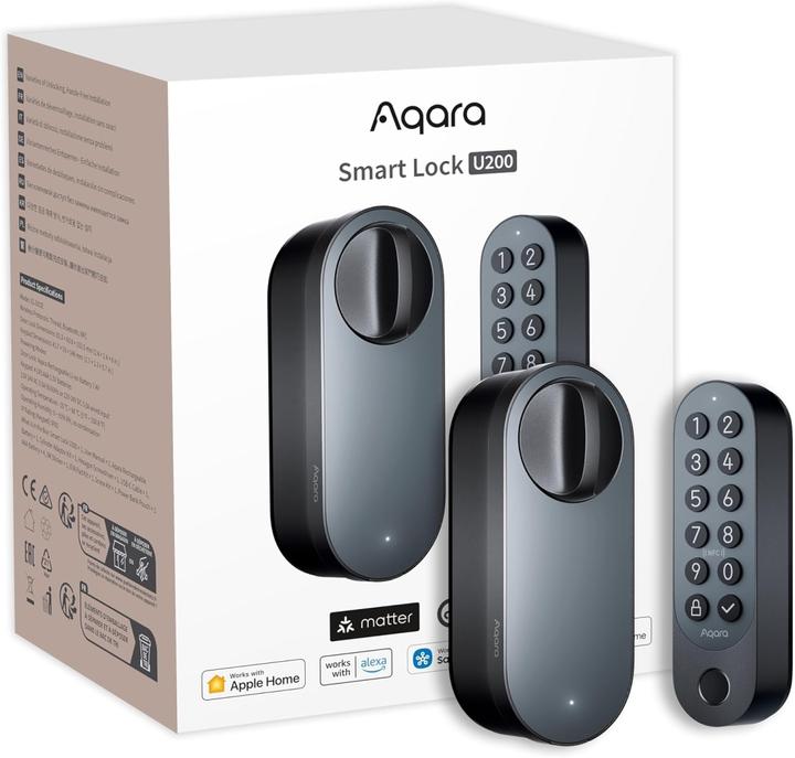 Actual product image Aqara Smart Lock U200 Black, EL-D02E (Fingerprint, Electronic numerical code, Key, Smartphone, Key card, Bluetooth)