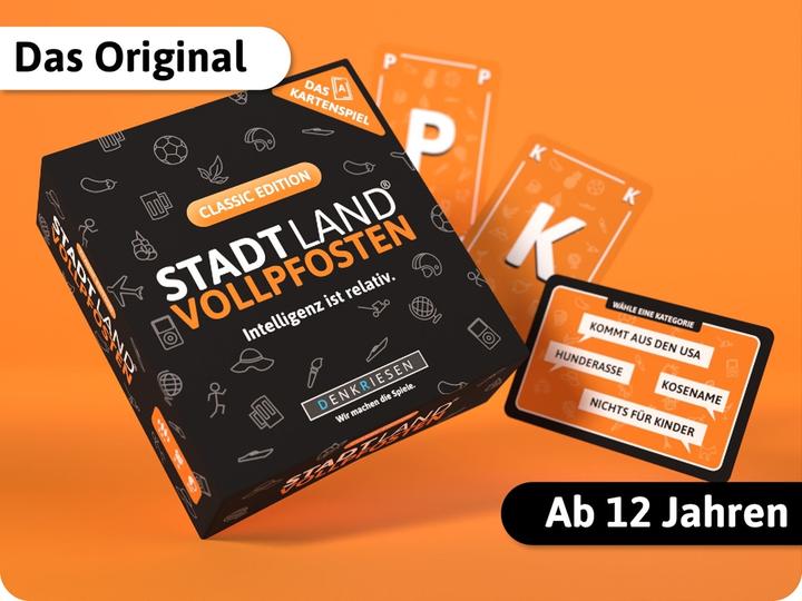 Produktbild Denkriesen Stadt Land Vollpfosten - Kartenspiel Classic (d) (Deutsch, 3 - 6 Spieler)