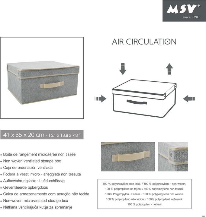 Produktbild MSV Boîte De Rangement Microaérée Intissée 41x35x20cm (41 cm, 3.86 l)