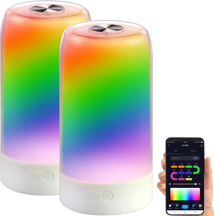 Produktbild Luminea 2er-Set smarte Stimmungsleuchten mit RGB-IC-LEDs