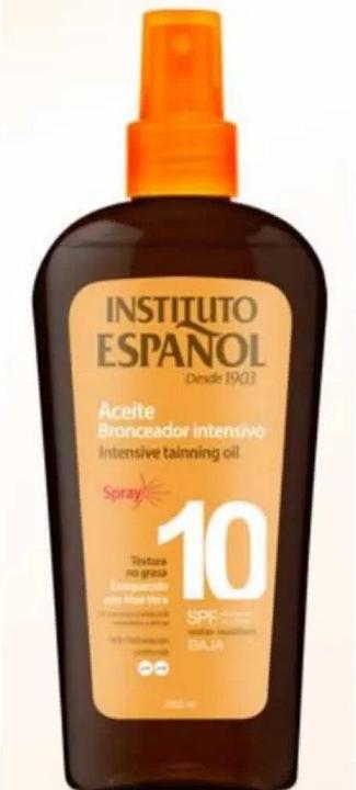 Actual product image Instituto Español Sol. Aceite Proteccion Solar Bronceadora Spf10 Spray 250 ml (Suntan oil, Up to SPF 10, 250 ml)