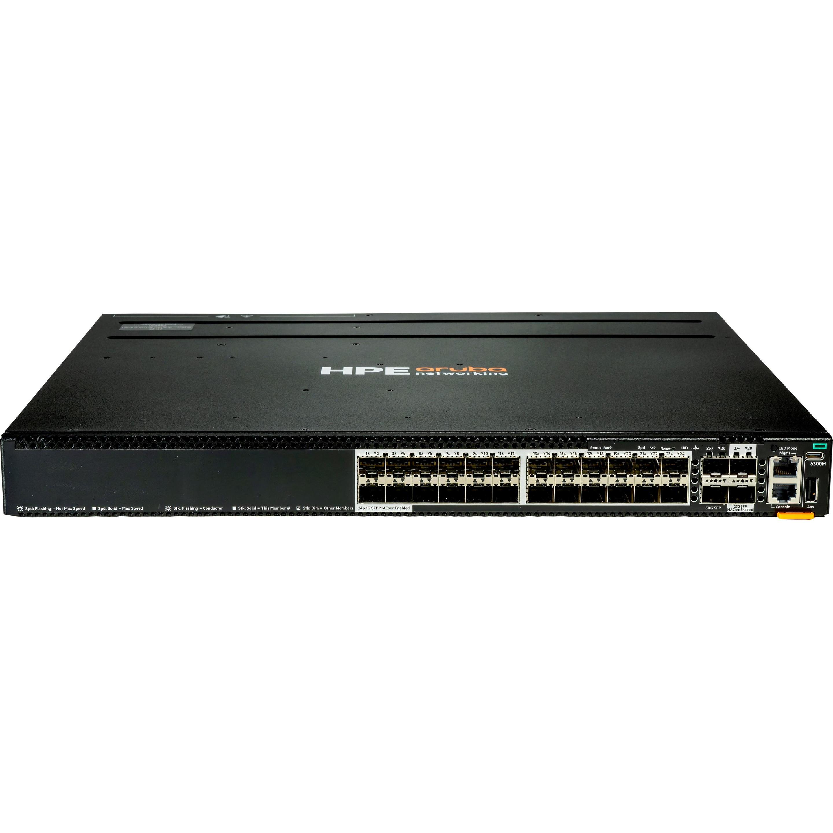 HPE E Aruba Switch, 24 Port SFP, 2 Port SFP56, 2 Port SFP28, MACsec (24 porte), Switch di rete, Argento