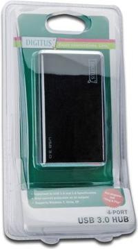 Produktbild Digitus USB 3.0 Hub, 4 Port, inkl. Netzteil, schwarz (4 Ports)