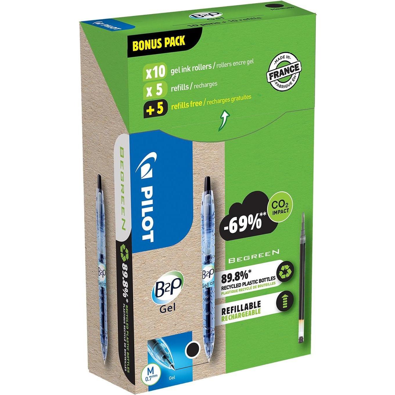 Pilot, Schrijfpennen, Begreen B2P Gel Greenpack 10+10 Navullingen (10x)