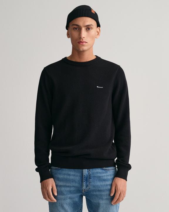 Produktbild GANT Cotton Pique Pullover Crew Neck Black (3XL, L, S)