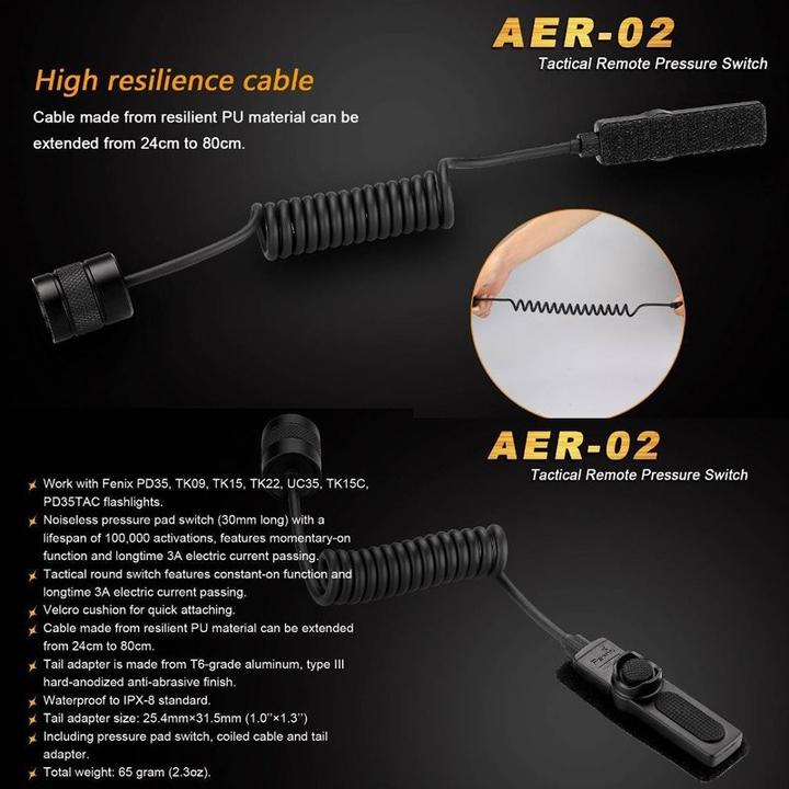 Actual product image Fenix Cable switch AER-02 for PD35, PD35TAC, TK09, TK15, TK15C, TK22, UC35