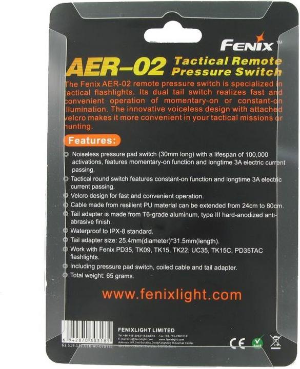 Actual product image Fenix Cable switch AER-02 for PD35, PD35TAC, TK09, TK15, TK15C, TK22, UC35