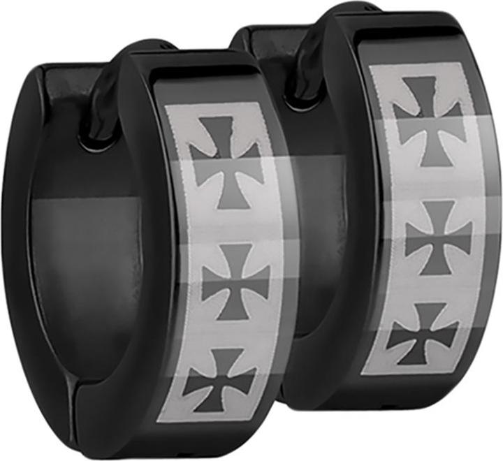 Image du produit Star Piercing Boucle d'oreille à clapet noir avec croix (sans laiton, Acier chirurgical 316L)