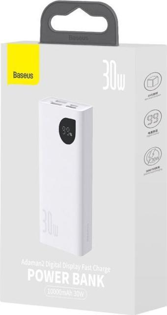 Actual product image Baseus Fast Charge Power Bank Adaman2 10000mAh 30W White (10000 mAh, 30 W, 37 Wh)