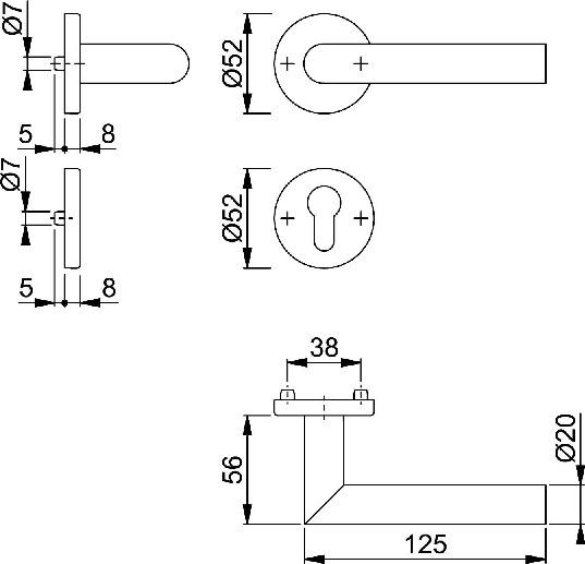 Actual product image Hoppe Rosette half-set Ams.E1400Z/42/42S VA F9714M 4-KT.8mm f.combination protection (Door handle)