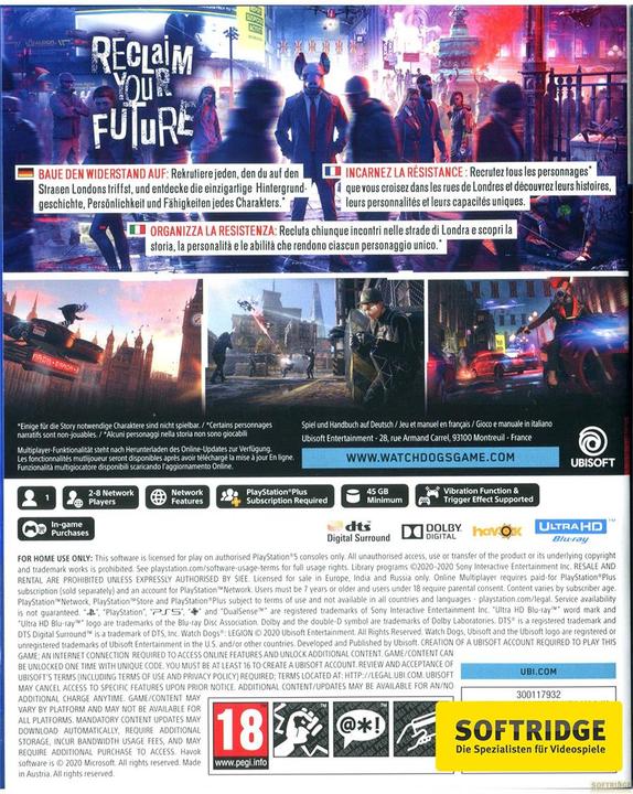 Image du produit Ubisoft Watch Dogs: Legion (PS5, DE)