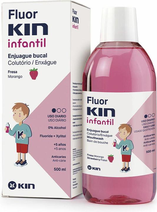 KIN FLUORKIN INFANTIL mouthwash anticaries fresa 500 ml (500 ml, Mouthwash)