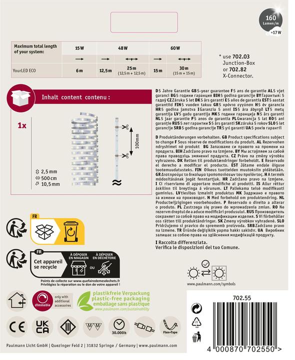 Image du produit Paulmann YourLED Eco Stripe (Blanc chaud, 500 cm, Intérieur)
