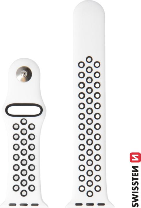 Actual product image Swissten Silicone Band for Apple Watch - Sport 42/44/45/49 mm Platinum/Black (49 mm, Silicone)
