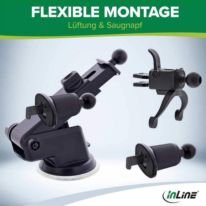 Produktbild InLine KFZ Smartphone Halterung, ONE TOUCH QI 2, universal, Wireless Charger