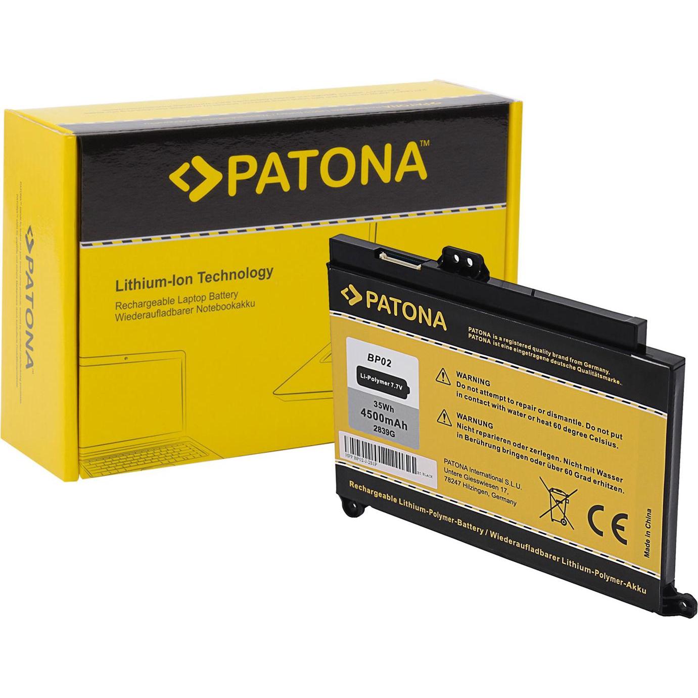 Patona Akku für HP Pavilion PC 15 BP02 BP02XL 849569-421 849569-541 849569-542 849909-850 849569-543 (2 cubicoli, 4500 mAh), Batteria per notebook, Ne