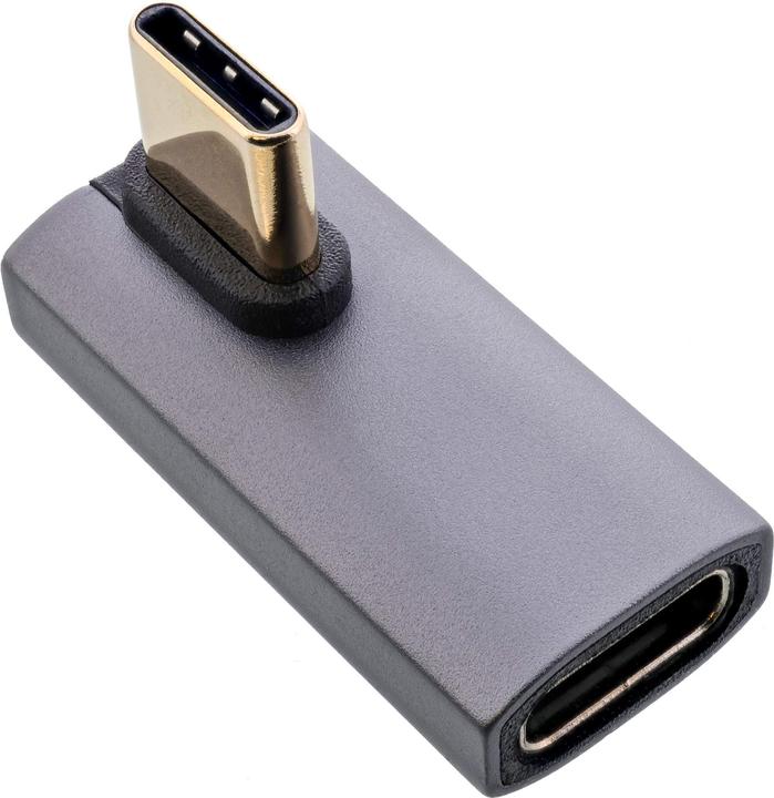 Productafbeelding InLine USB4-adapter, USB-C-stekker/aansluiting verticaal haaks rechts/links, aluminium, grijs (USB Type-C, 30 cm)