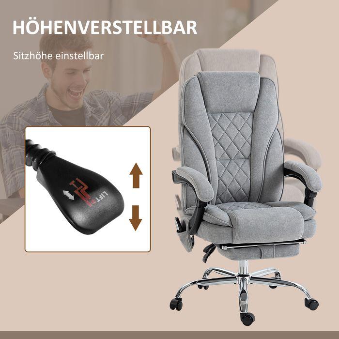 Produktbild Swisshandel24 Ergonomischer Bürostuhl mit Massagefunktion, Fussstütze, drehbar, rollbar, Grau
