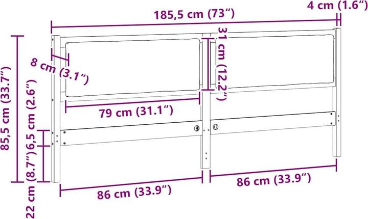 Image du produit vidaXL Kopfteil (8.50 x 185.50 x 85.50 cm)
