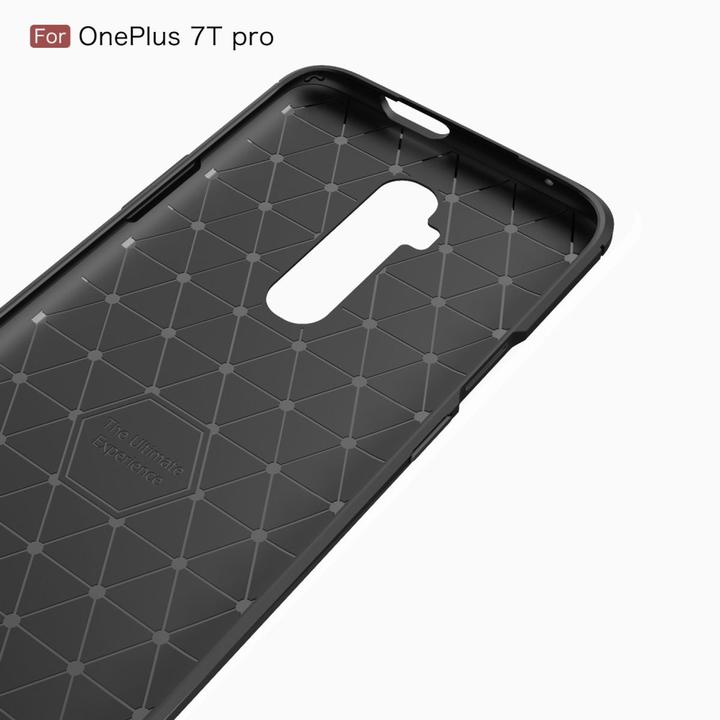 Produktbild König Design Hülle Handy Schutz für OnePlus 7T Pro Case Cover Bumper Carbon Optik Schwarz (OnePlus 7T Pro)