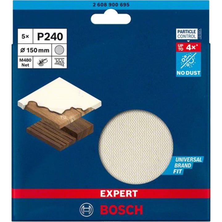 Actual product image Bosch Professional Zubehör Expert M480 Sanding net for random orbital sander, 150 mm, G 240, 5 pieces (240)