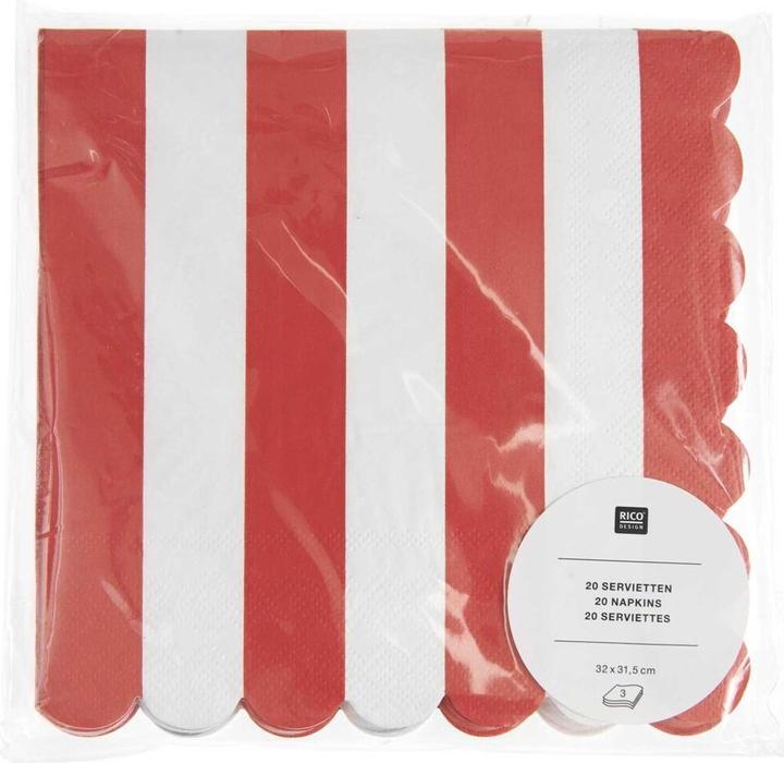 Actual product image Rico Design Napkins stripes,red/white.400724 (20 pcs., 32 x 31.50 cm)
