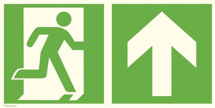Actual product image SafetyMarking Escape sign sticker "Emergency exit right with additional sign: Directional sign