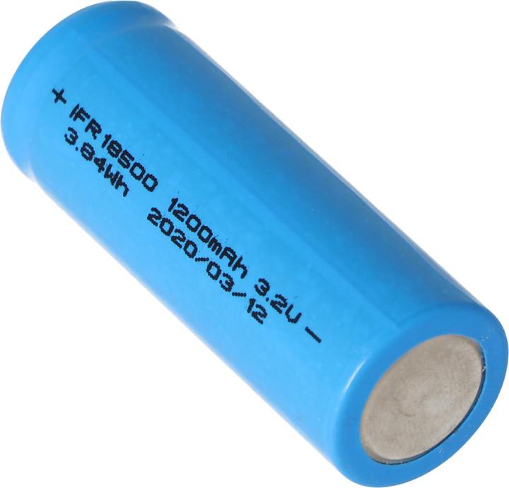 Actual product image EIZfan Battery IFR 18500 LiFePo4 Button Top with head unprotected (1 pcs., 18500, 1200 mAh)