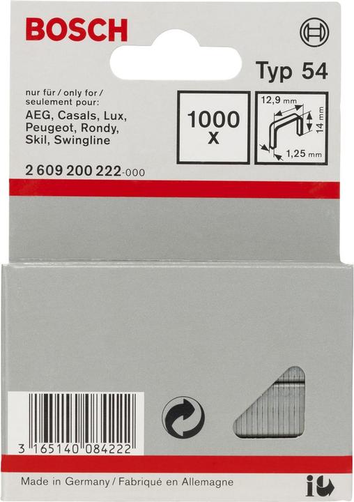 Produktbild Bosch Professional Zubehör Flachdrahtklammer Typ 54, 12,9 x 1,25 x 14 mm