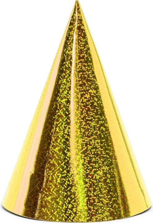 Partydeco Partyhüte holografisch Gold, 16 x 10 cm, 6 Stück (6 Pcs.)