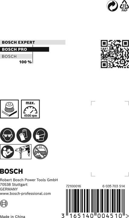 Actual product image Bosch Professional Zubehör PRO Metal clean cup brush, straight shaft, 70 x 0.3 mm (Coarse)