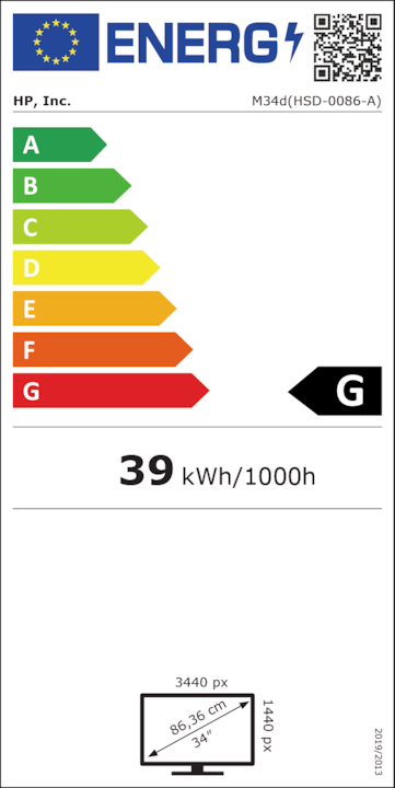 Energie-Label HP M34d (3440 x 1440 Pixel, 34")