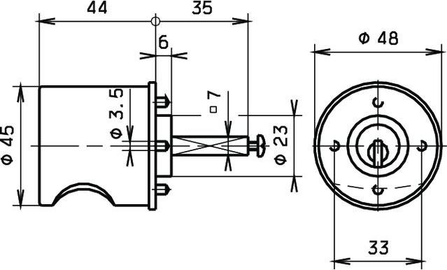 Actual product image Heusser Cylinder olive 3413 Ø45mm 7x35mm (Door handle)