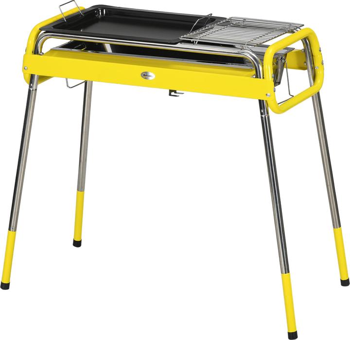 Immagine prodotto Outsunny Griglia a carbonella con piedini regolabili, 2 griglie, piastra e borsa per il trasporto