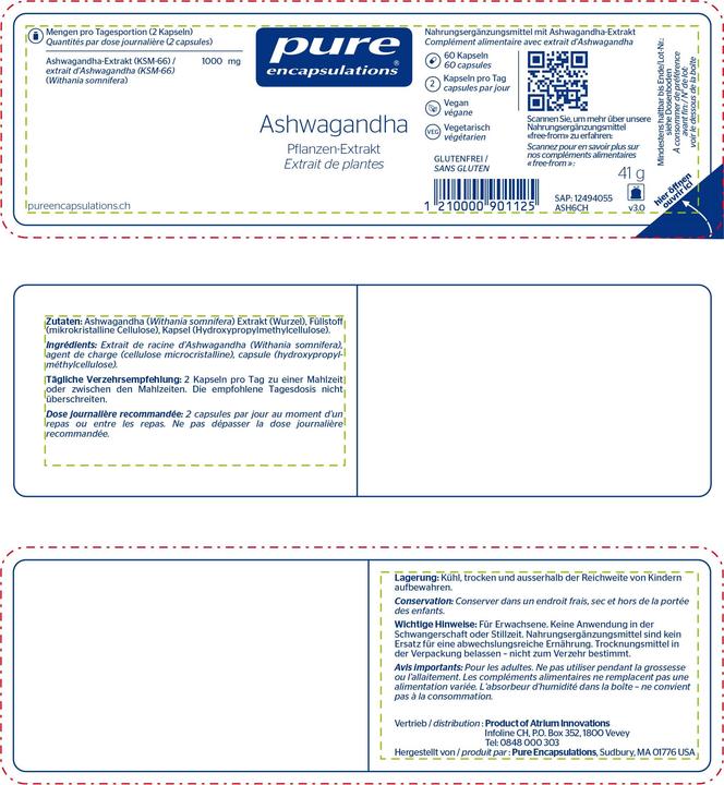 Produktbild Pure encapsulations Ashwagandha (60 Stück, Kapseln, 75 g)