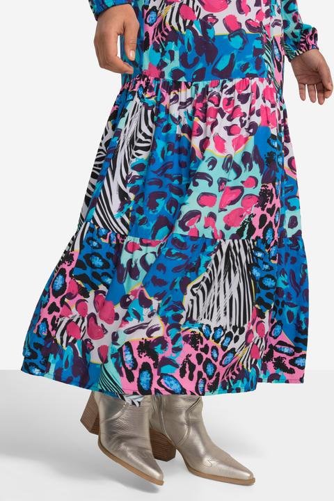 Produktbild Angel of Style Maxikleid, farbiges Leo-Muster, Rundhals, Knopfleiste, Langarm (46)