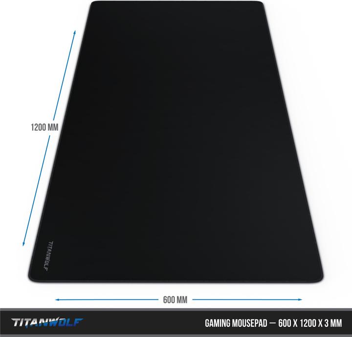 Produktbild Titanwolf Gaming Mauspad, XXXL Speed Mausmatte 1200 x 600 mm, Geschwindigkeit & Präzision, Schriftzug Alpha (3XL)