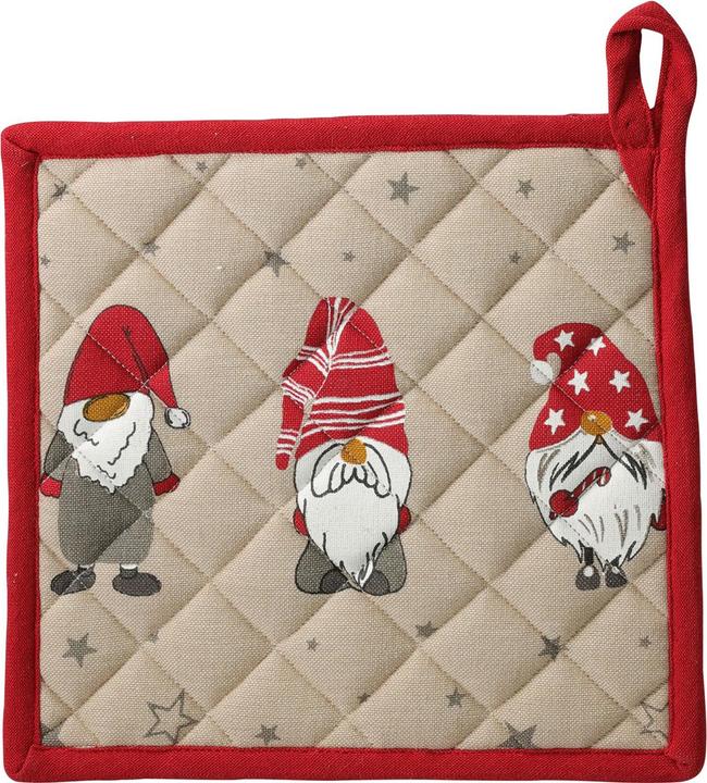 Produktbild Topflappen mit süssem Weihnachts-Zwerg aus Baumwolle, 20x20 cm (Baumwolle)
